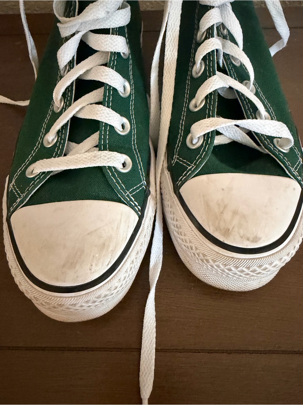 Converse Green High Top Canvas Sneakers with White Accents - Picture 12 of 12